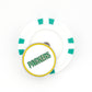 The Ballmarkers by Logie Joes Green Bay Packers marker is a white poker chip with green accents, topped with a round pin that reads PACKERS in green letters outlined in yellow.