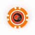 A round orange poker chip ball marker by Ballmarkers from Logie Joes featuring the Cleveland Browns helmet logo and CLEVELAND BROWNS text—perfect for football fans as a golf or poker chip ball marker.
