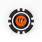 A black and white poker chip ball marker from Ballmarkers by Logie Joes, featuring the Cincinnati Bengals logo and name in orange and black—perfect for any NFL collection.