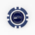 A blue and white Seattle Seahawks poker chip ball marker by Ballmarkers from Logie Joe’s, featuring the team logo and Seattle Seahawks in silver lettering around the center.