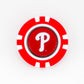 The Ballmarkers by Logie Joes Philadelphia Phillies poker chip ball marker features the teams white P logo on a red background—an ideal MLB accessory for your golf collection.