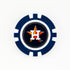 The Houston Astros ball marker by Ballmarkers from Logie Joes features a blue and white poker chip-style design with the team’s logo—perfect for MLB golf fans.