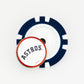 Show your team pride with this Ballmarkers by Logie Joes Houston Astros marker—a navy blue and white poker chip-style design with a button on top featuring ASTROS in navy and orange—perfect for MLB or golf fans.