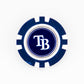 The Tampa Bay Rays ball marker by Ballmarkers by Logie Joes features a blue and white design with the “TB” logo—an ideal addition to any MLB ball marker collection.