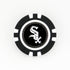 Show your MLB pride on the course with the Chicago White Sox ball marker from Ballmarkers by Logie Joes—features a black chip design with white accents and team logo at the center.