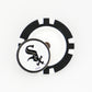 A Chicago White Sox ball marker and circular pin by Ballmarkers from Logie Joes, both in black and white, are displayed together on a plain white background.